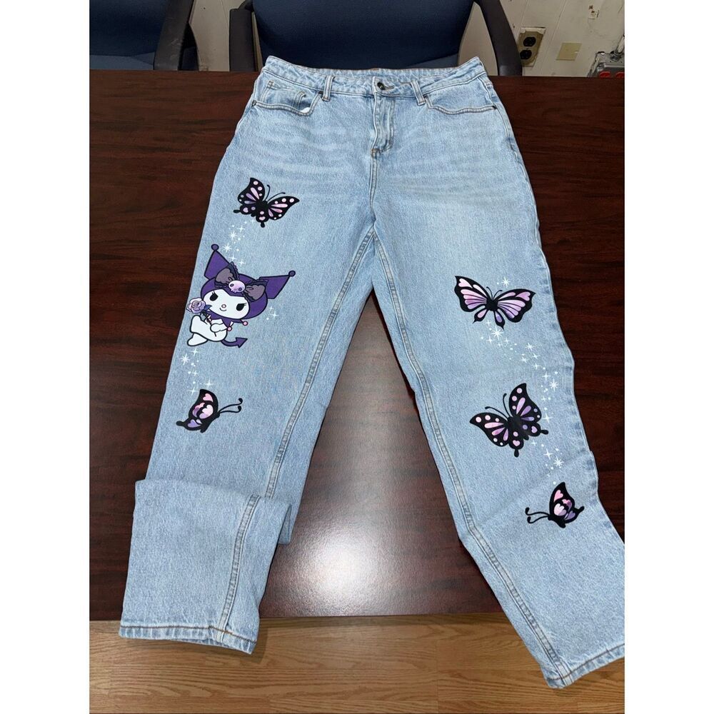 Kuromi by Sanrio Butterfly Garden Graphic Mom Jeans Size 11